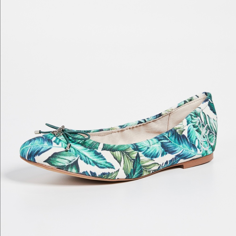 Sam Edelman Felicia Palm print ballet flats -jade